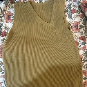 Chicwish Olive Ribbed Knit Top